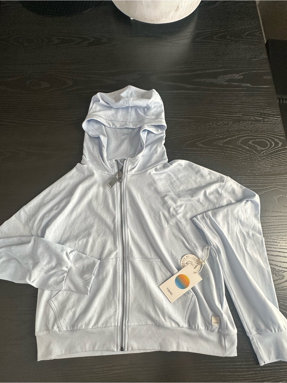 NWT Vuori women's Halo Modern Full Zip Hoodie  sz M soft sky heather (B) - Picture 5 of 6